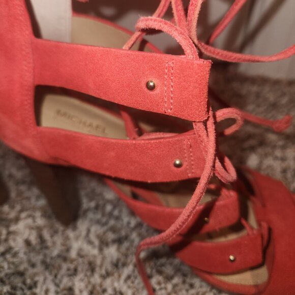 Michael Kors Sofia Platform Sandals Size 9 - Dusty Red Suede - Picture 7 of 11